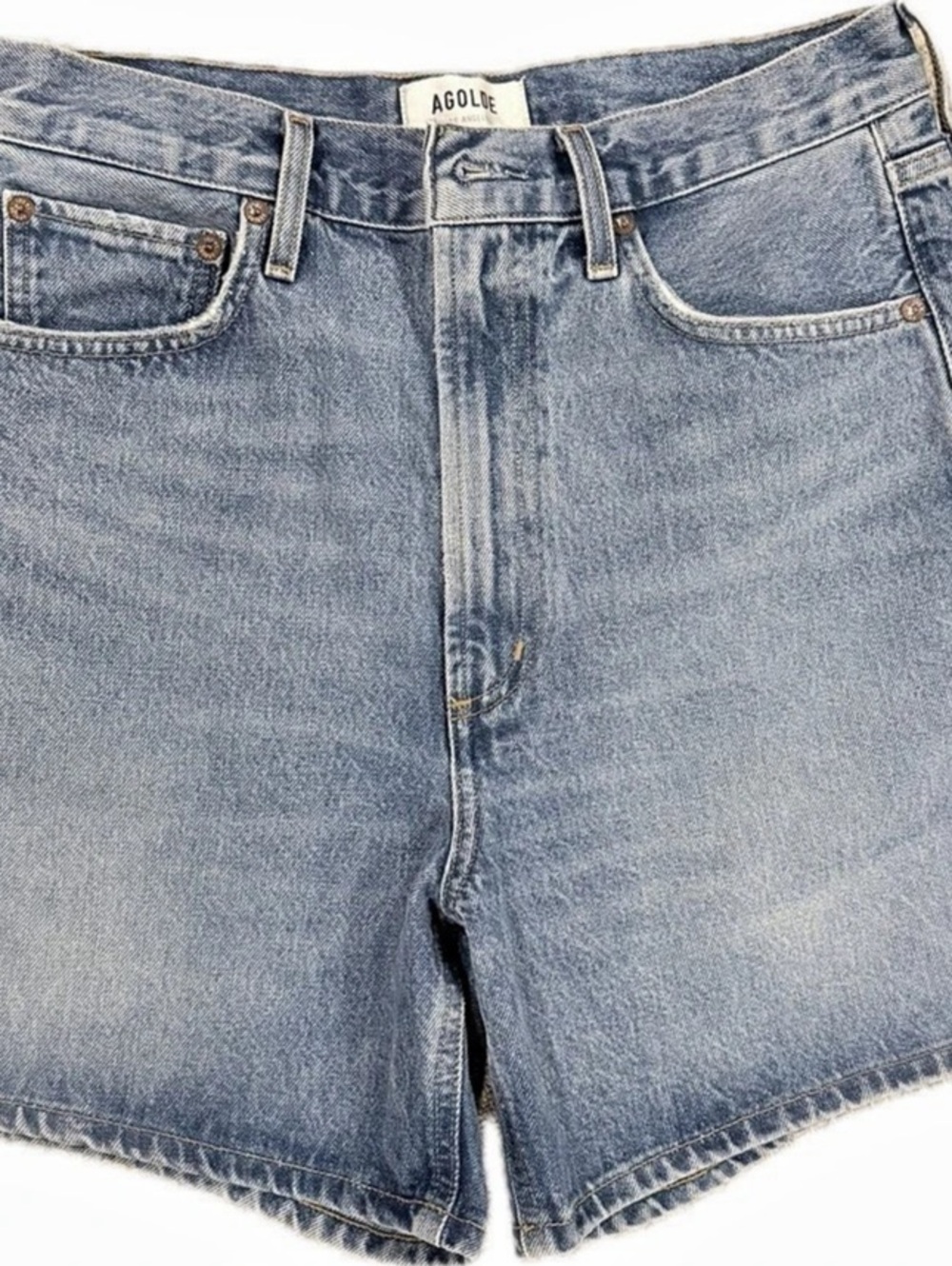 AGOLDE Stella Short Organic Cotton Jean Shorts Blue Waist 28